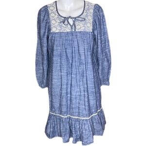 Elestory Peasant Chambray Dress S